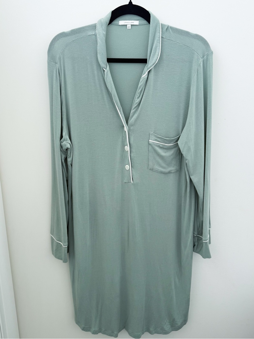 Love & Lore Sage Green Soft Stretch Nightgown Mini Dress M - Picture 2 of 5